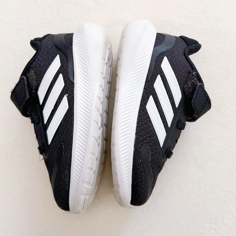 Adidas Runfalcon 5 Kids Black White Cloudfoam Sneakers Easy On Shoes Trainer 7 - Picture 7 of 16